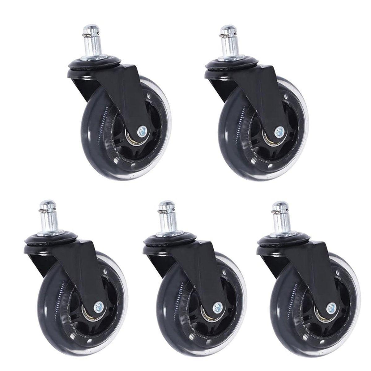 5pcs 3-Inch PU Transparent Caster Wheels Luggage Office Chair Mute Swivel Wheels