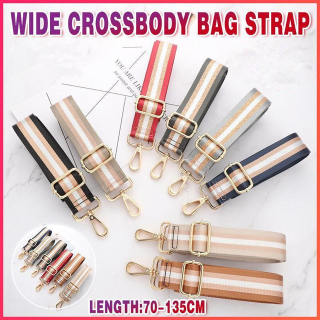New Crossbody Bag Handbag Belt Satchel Wide Adjustable Canvas Shoulder Strap - Black