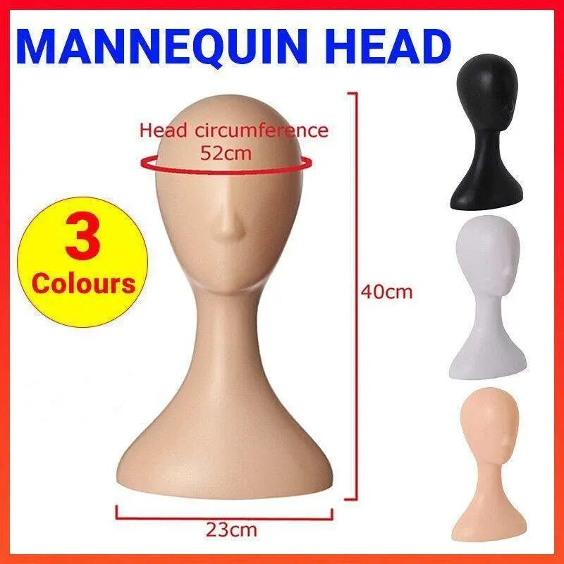 Display Stand Female Mannequin Head for Wig Hat Scarf Hair Model - White