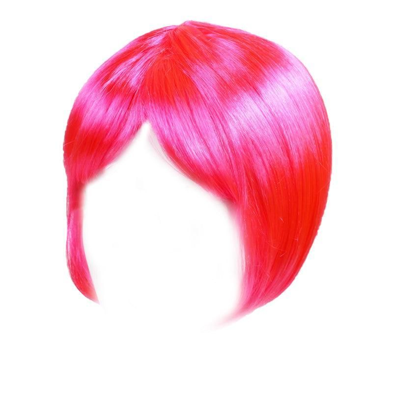 Short Bob Wig with Bangs for Women Synthetic Cosplay Party Hair in 14 Colours - Dark Pink