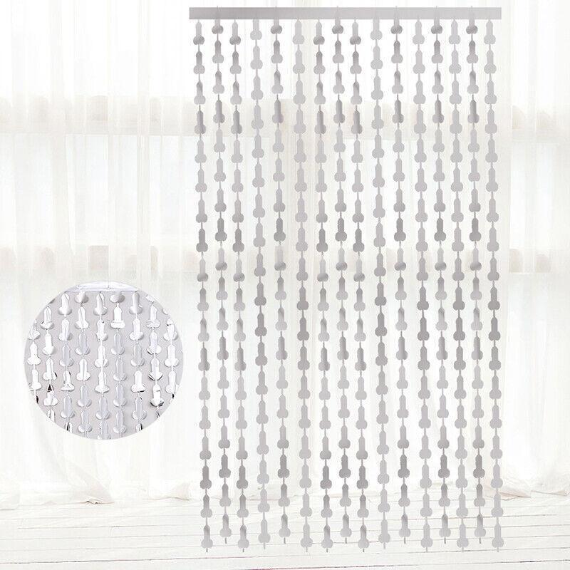 Metallic Tinsel Curtain 2m x 1m Hens Party Backdrop Foil Fringe Hanging Decor - Silver