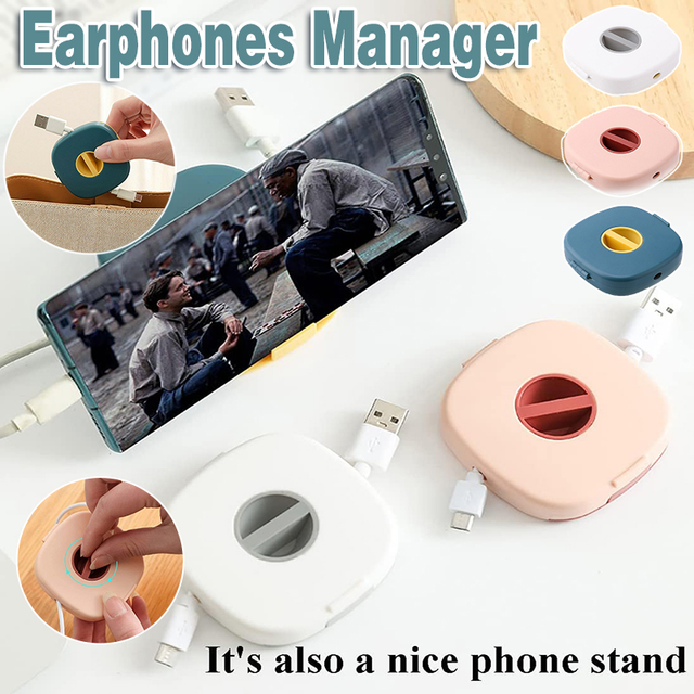Case Cord Tangle Free Organizer Earphones Manager Wire Winder Cable - Pink*1