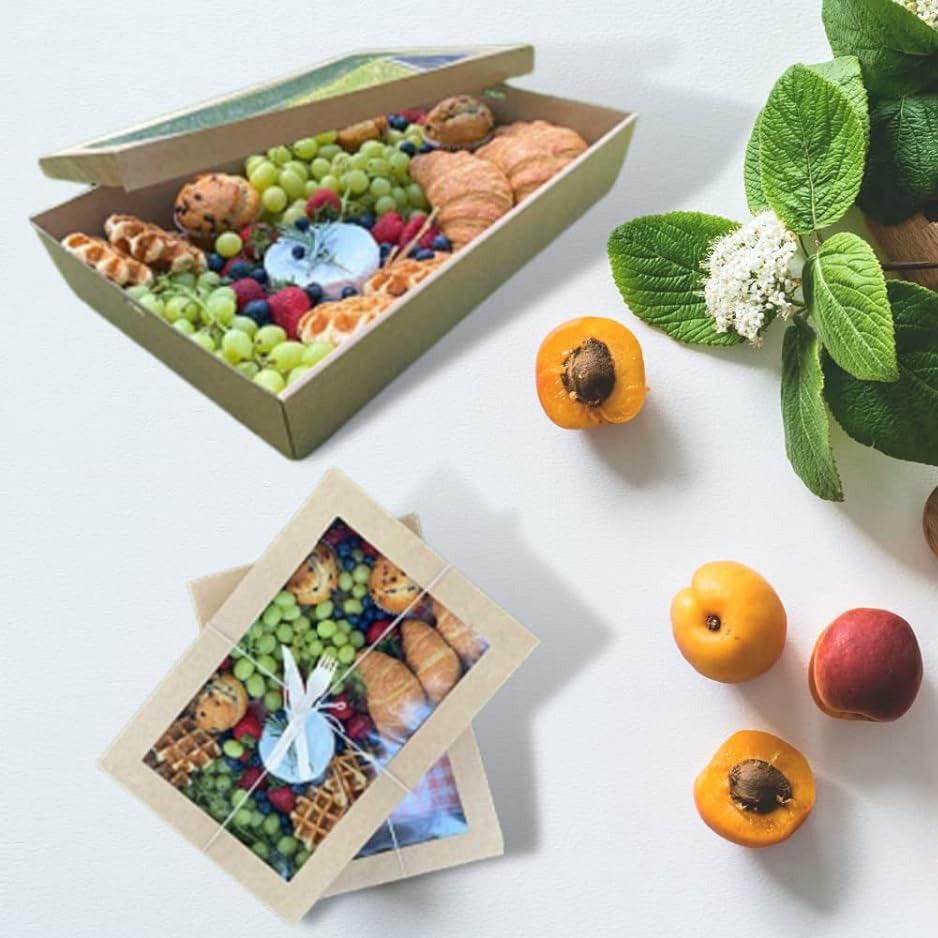 50pcs Bakery Cake Packaging Boxes with Visible Open Window Lunch Boxes - L
