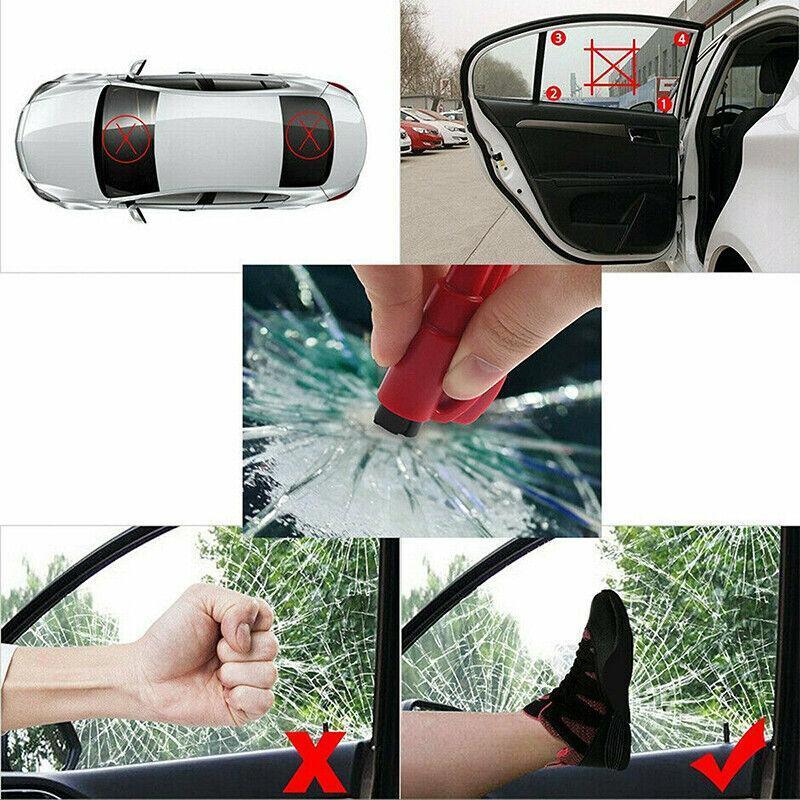 3 In 1 Car Window Glass Breaker Emergency Escape Tool with Cutter - Orange