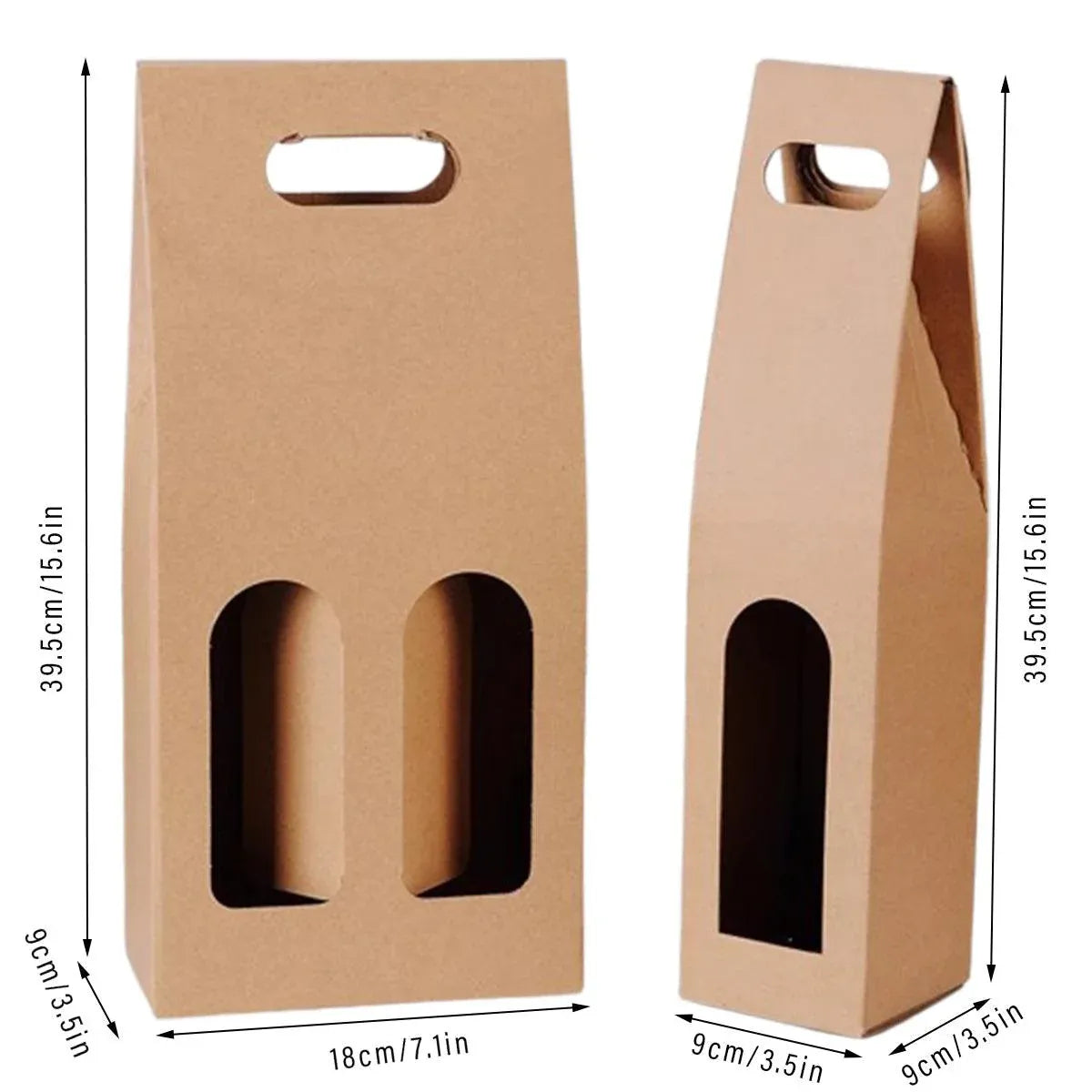 30pcs Kraft Paper Wine Box for Gift Packaging Portable Wine Bottle Storage Box - Double