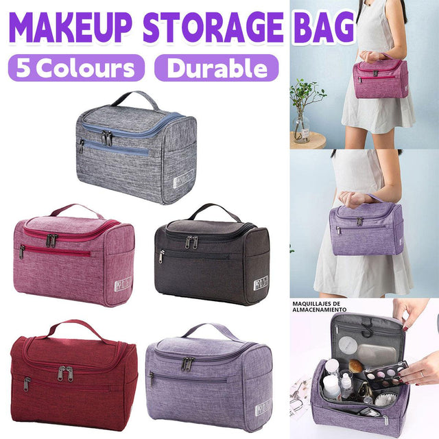 Womens Cosmetic Bag Make Up Case Travel Toiletry Wash Organiser Vanity Nail Box - Wine Red