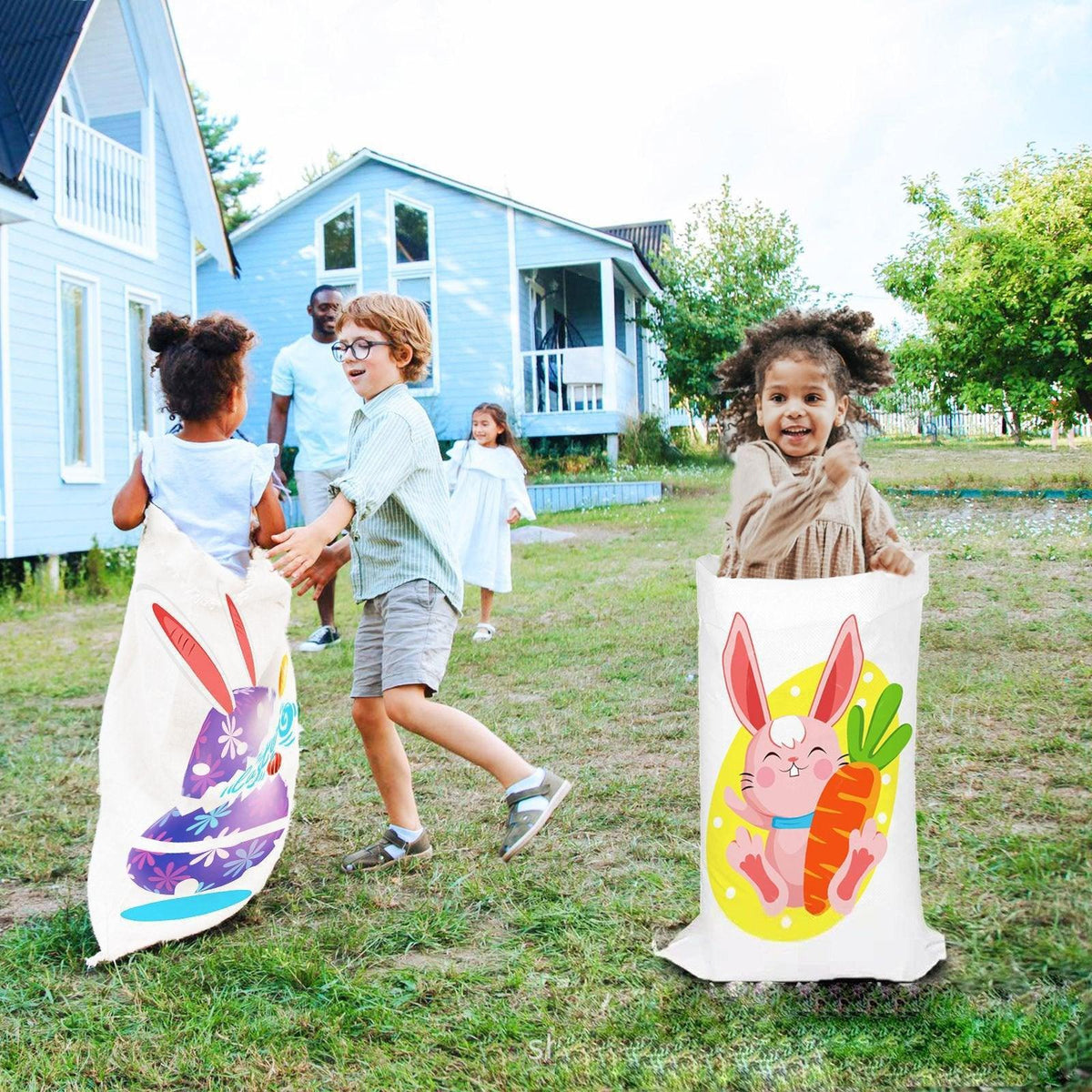 Jumping Sack Race Bags 5pcs Set for Outdoor Garden Party Family Group Activity Game - Chick