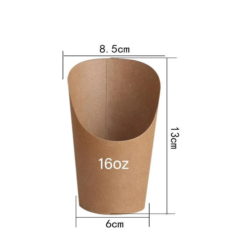 French Fries Holder Kraft Paper Cups Holder Disposable Paper Cups - 14OZ
