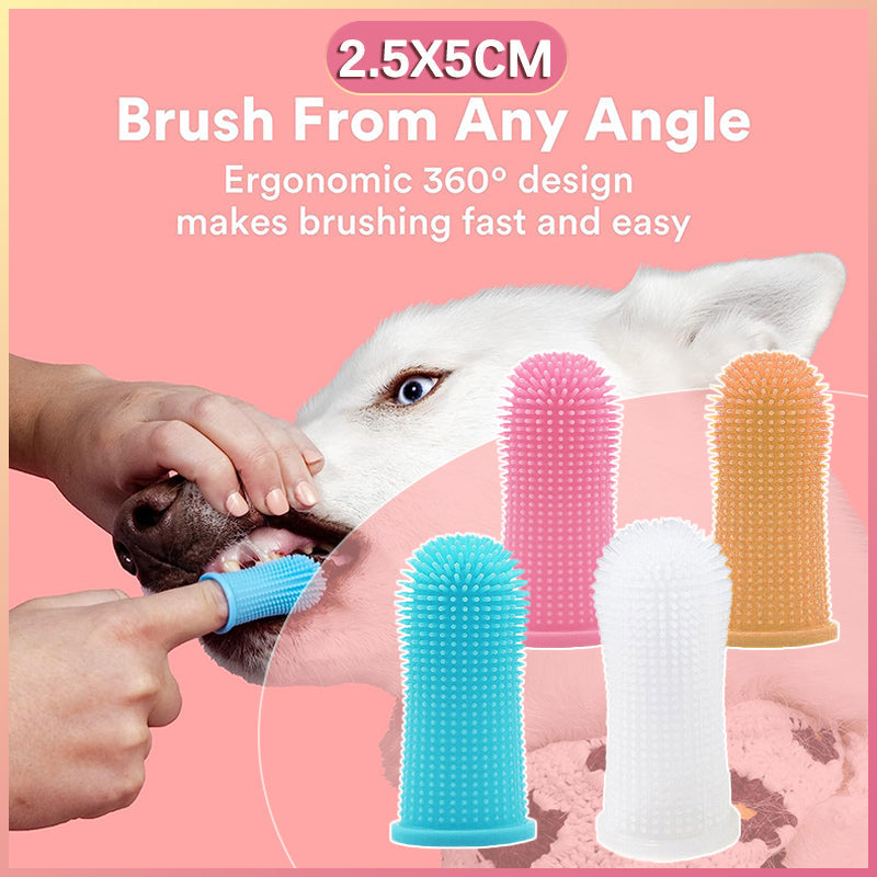 Premium Oral Care Dog Cat Toothbrush Finger Toothbrush Finger Silicone - Yellow