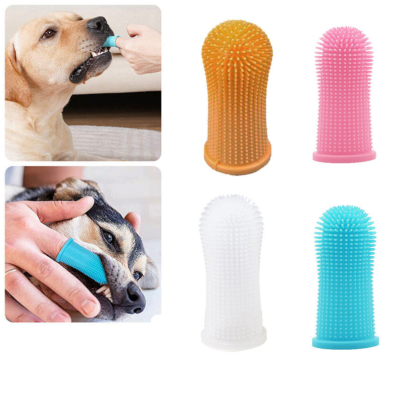 Premium Oral Care Dog Cat Toothbrush Finger Toothbrush Finger Silicone - Yellow