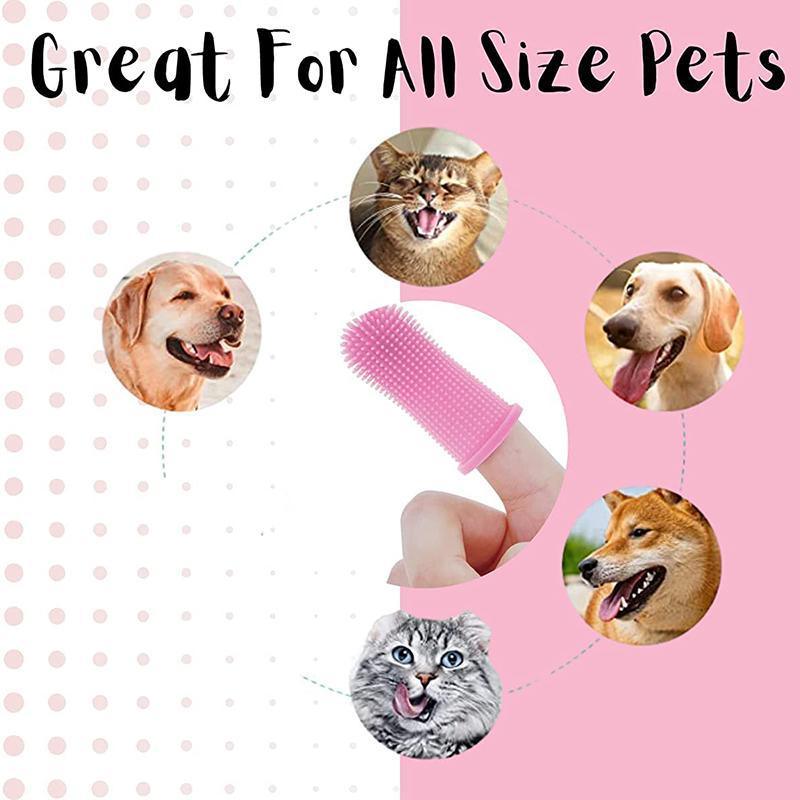 Premium Oral Care Dog Cat Toothbrush Finger Toothbrush Finger Silicone - White
