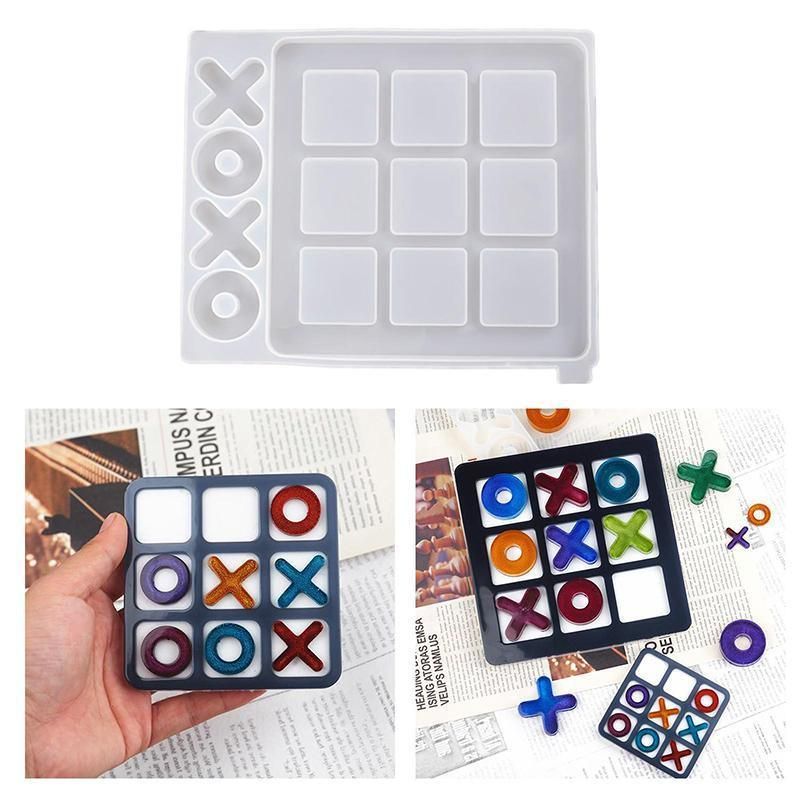 Silicone Mold Making Tic-Tac-Toe Game Jewelry Resin Casting Mould Craft DIY Tool - Large
