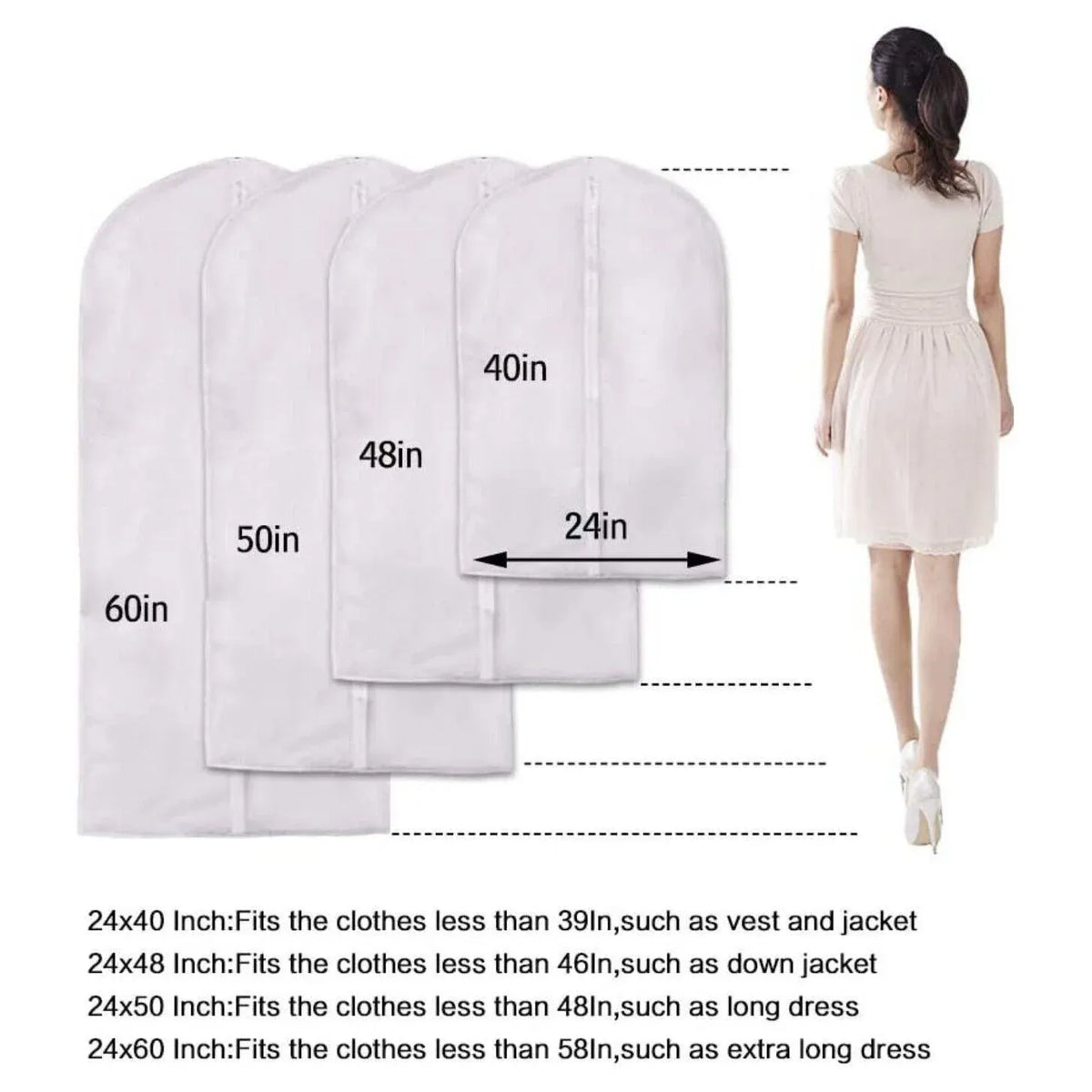 New Dustproof Storage Bag Garment Dress Cover Suit Clothes Coat Jacket Protector