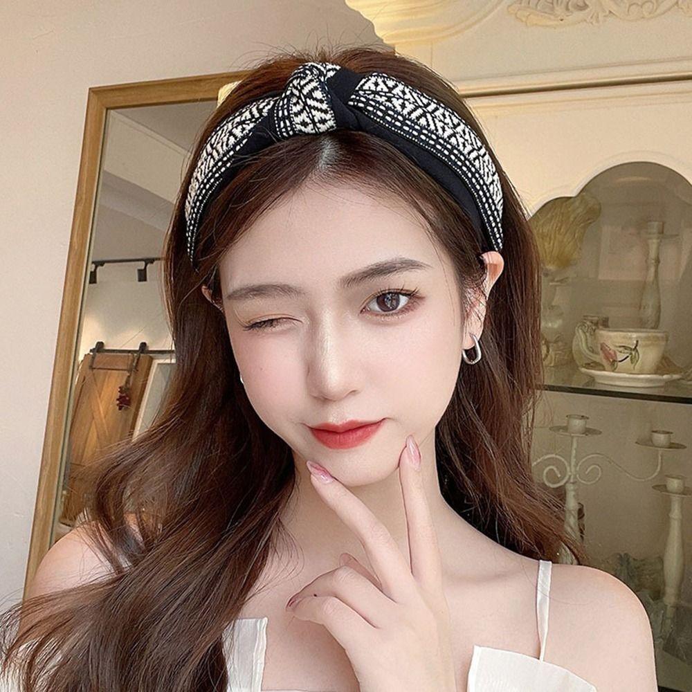 Women Lady Retro Boho Embroidery Cotton Wide Hair Headband Head Wrap Band hoop - Yellow