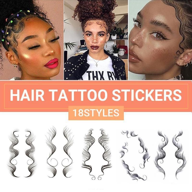 Hairline Edge Tattoo Stickers - Curly Fringe Decals for Women Styling - 4