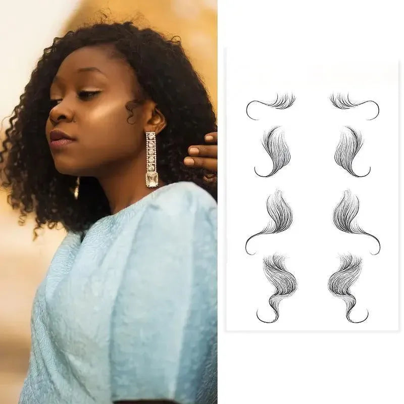 Hairline Edge Tattoo Stickers - Curly Fringe Decals for Women Styling - 4