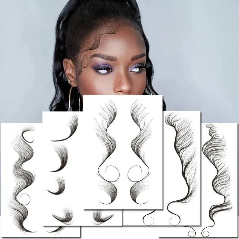 Hairline Edge Tattoo Stickers - Curly Fringe Decals for Women Styling - 9