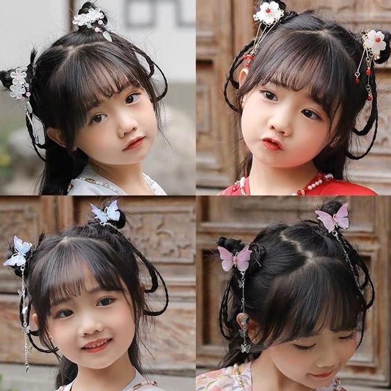 2Pcs Hanfu Flower Hair Clip with Pearl Tassel Butterfly Hairpin for Women and Girls Party - 4
