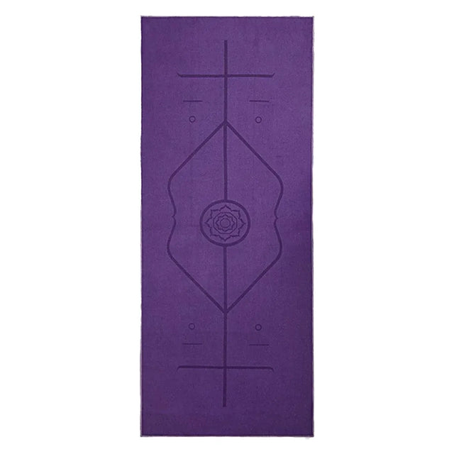 Portable Yoga Blanket Body Position Line Non Slip Soft Gym Studio - Purple