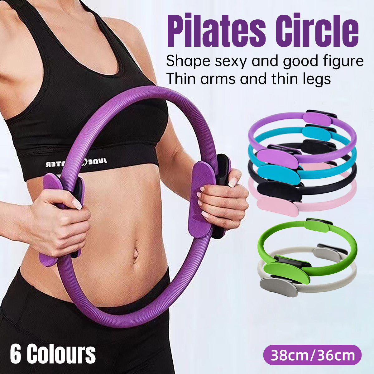 6 Colours Pilates Yoga Ring Magic Circle Fitness Equipment for Toning Slim Legs - Pink