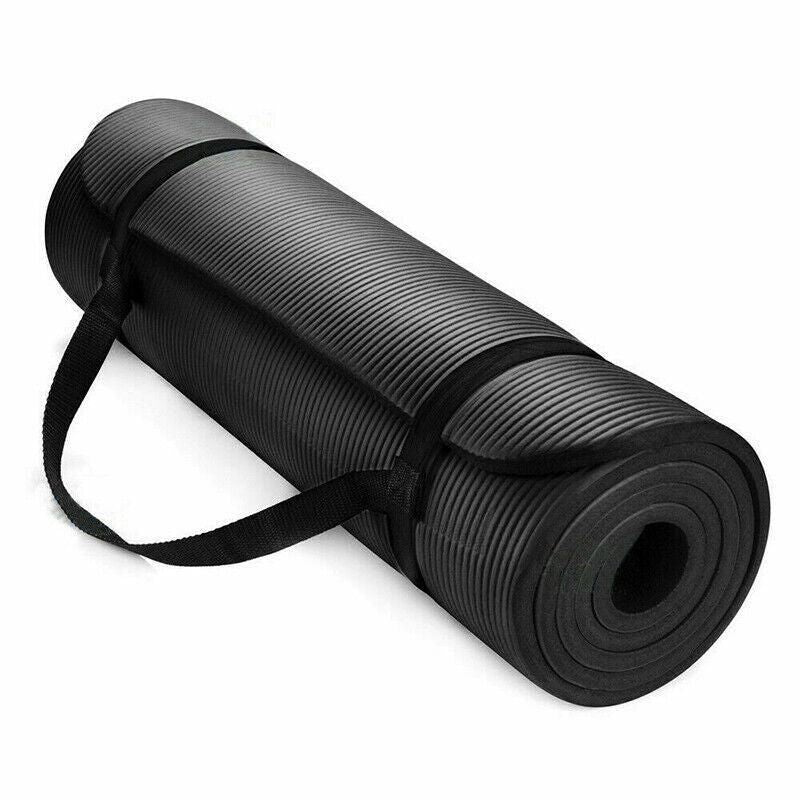 10MM Thick Durable NBR Yoga Mat for Gym and Pilates - Black