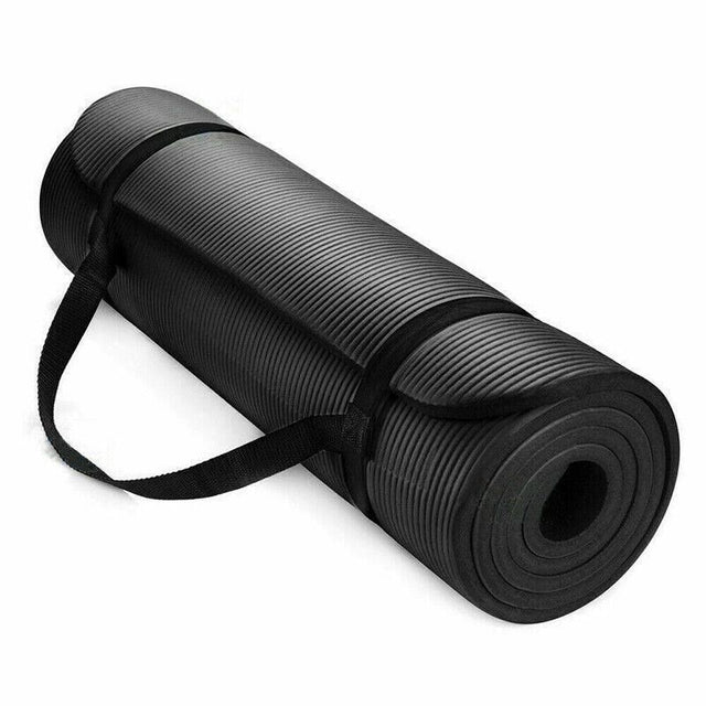 10MM Thick Durable NBR Yoga Mat for Gym and Pilates - Black