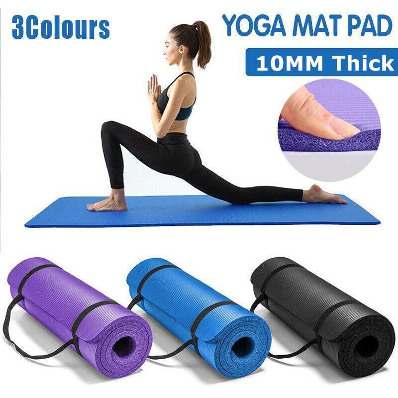 10MM Thick Durable NBR Yoga Mat for Gym and Pilates - Purple