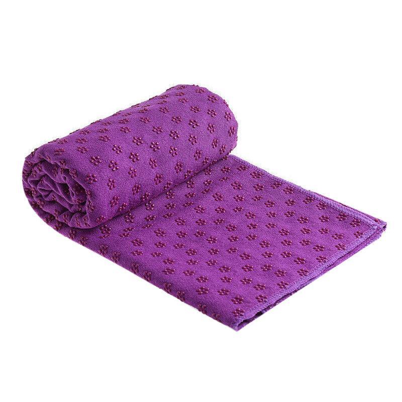 Non Slip Yoga Towel Mat Microfiber Fitness Gym Exercise Blanket with Carry Bag - Orange