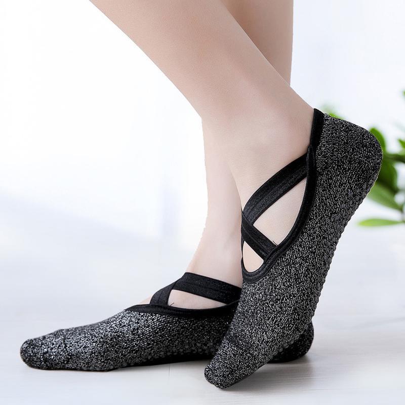 Yoga Socks Non Slip Pilates Ballet Grip Socks for Women Gym Fitness - Grey