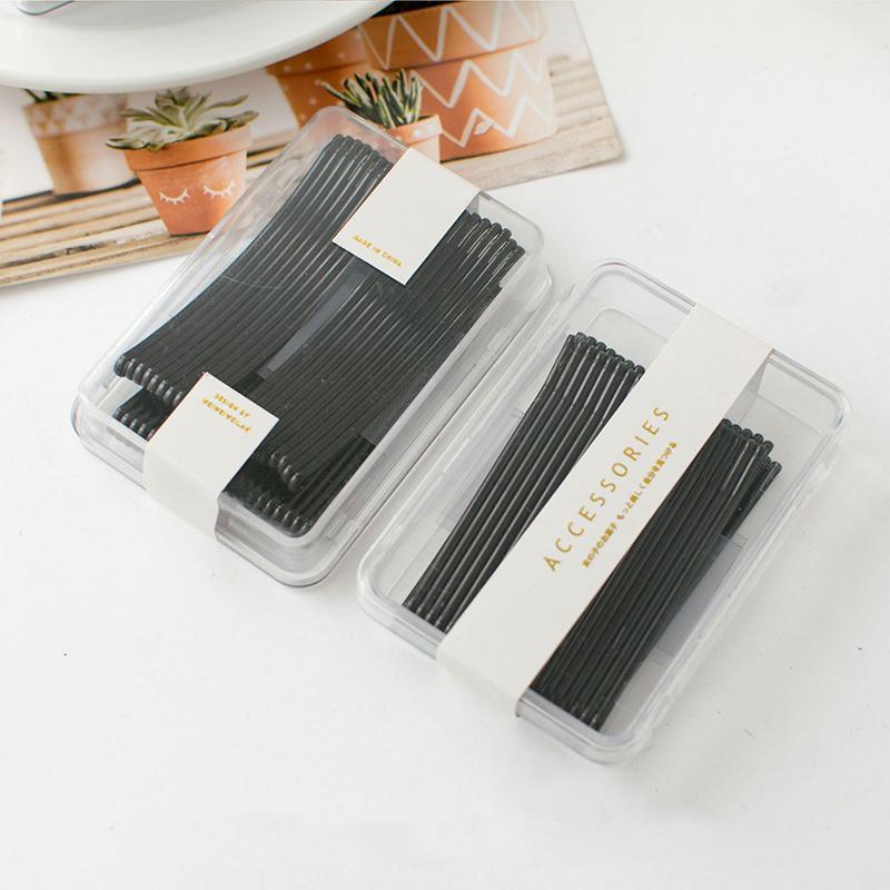 40 PCS Short Black Waved Hair Pins Bobby Pins Grips Salon Dance Hair Accessories - Long Flat Clip