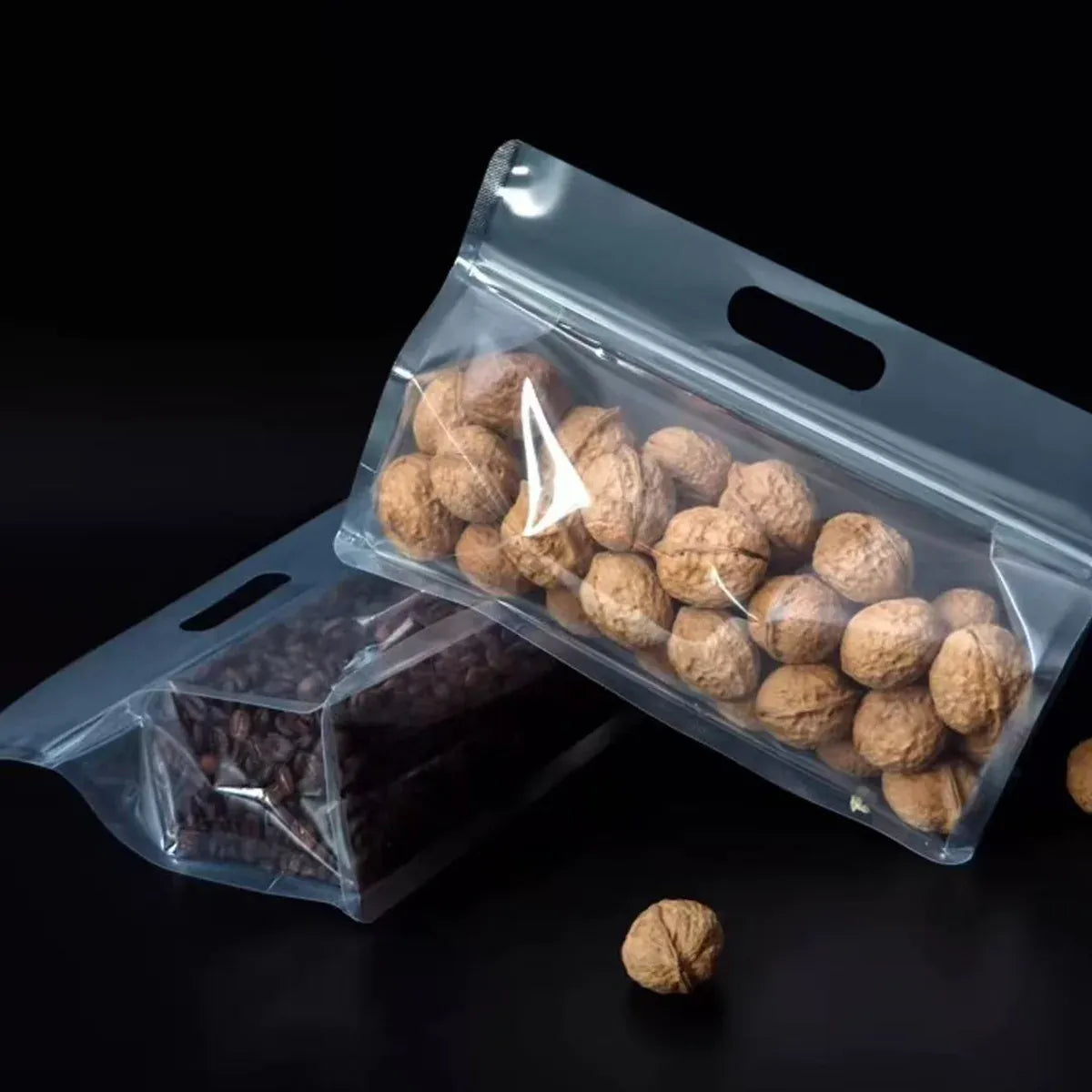 50PCS Clear Reusable Zipper Bags Thick Food Grade PE Storage Bags for Snack Fruit - 28x21cm