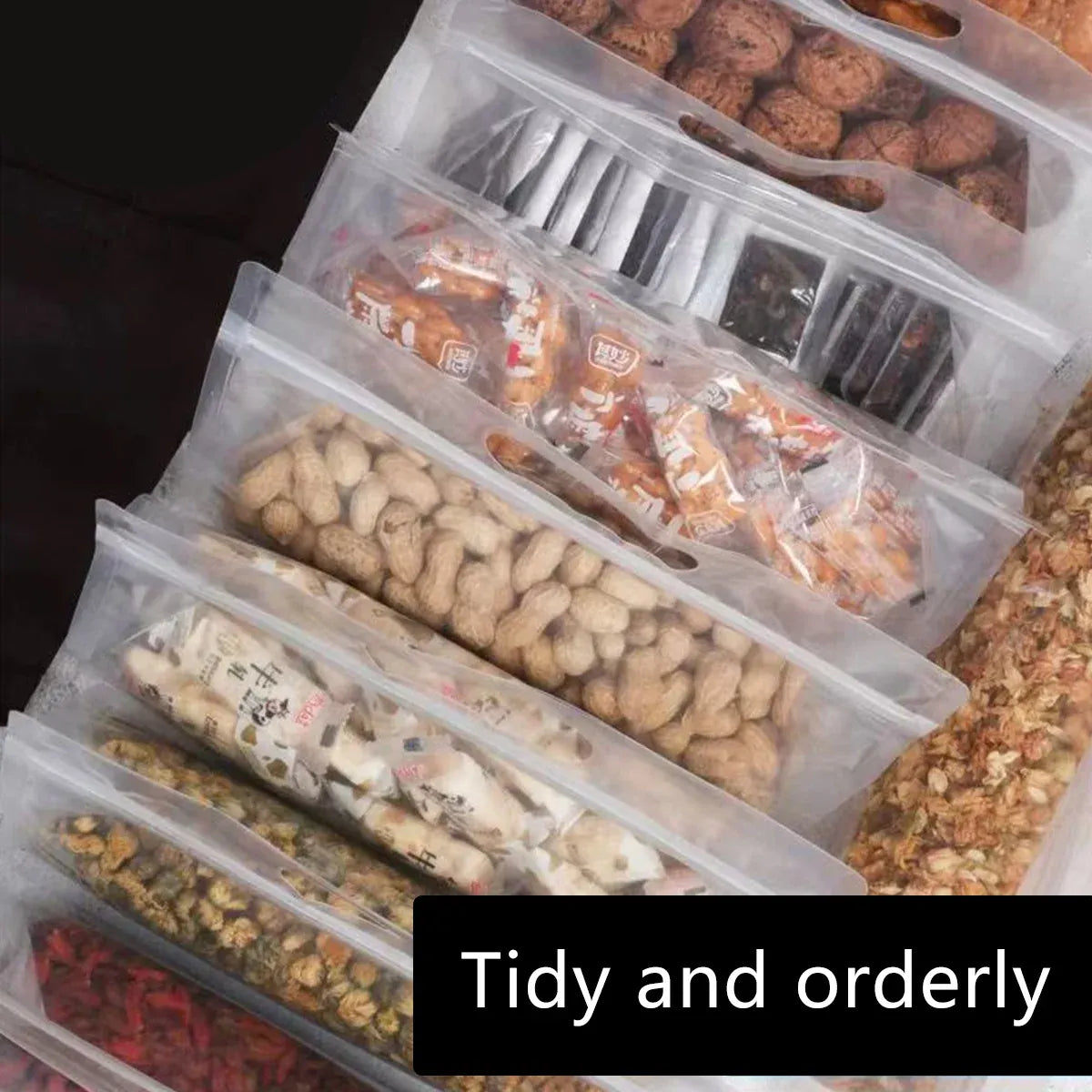 50PCS Clear Reusable Zipper Bags Thick Food Grade PE Storage Bags for Snack Fruit - 28x21cm