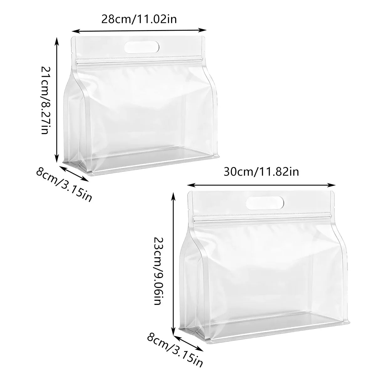 50PCS Clear Reusable Zipper Bags Thick Food Grade PE Storage Bags for Snack Fruit - 30x23cm
