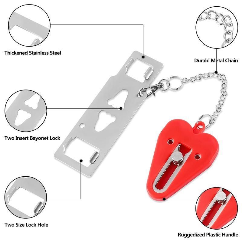 Portable Door Lock for Travel Hotel Home Security Addalock Style Lock - Red