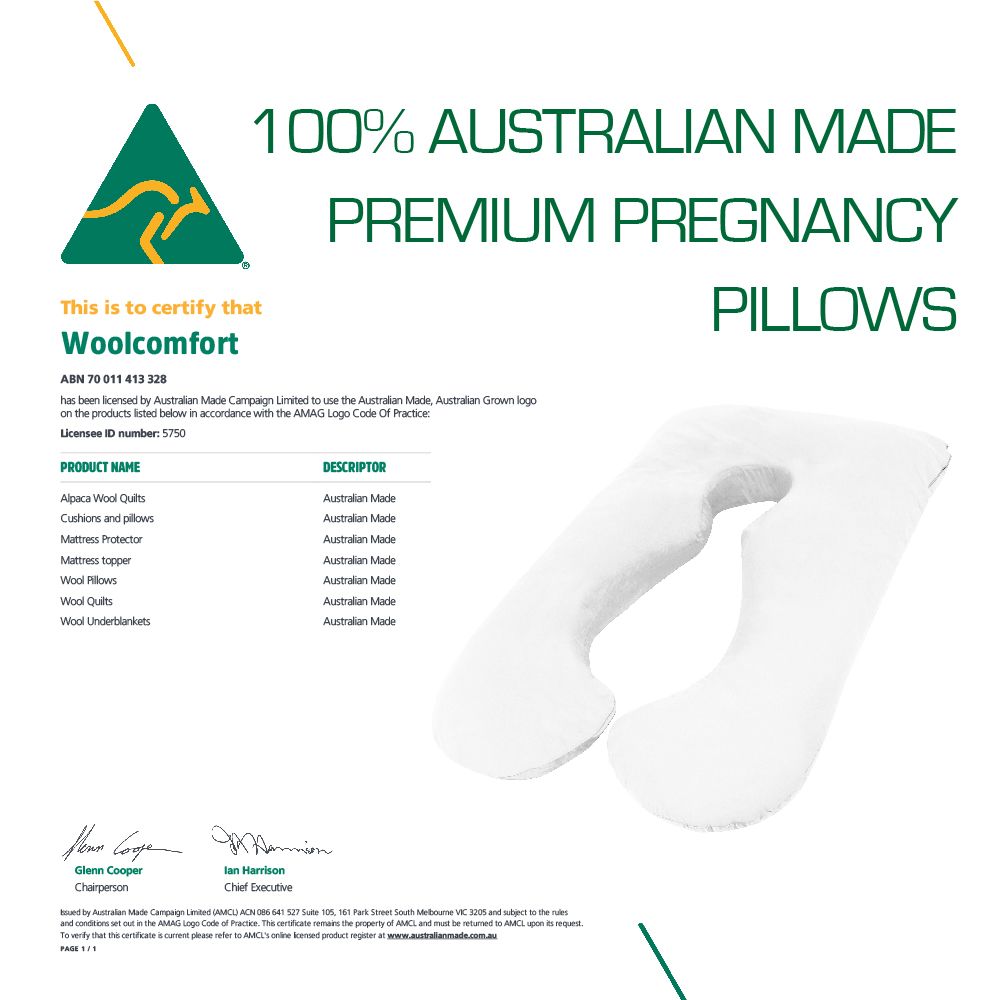 Woolcomfort Aus Made Maternity Pregnancy Nursing Sleeping Body Pillow Pillowcase Included Sky