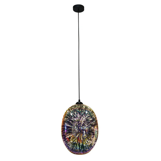 Moravian Glass Oval Pendant Light - Chrome