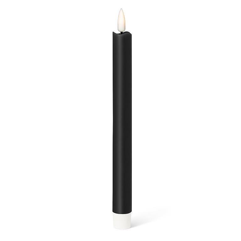 1 Pack of 2 LED Flickering Wax Taper Candles (Battery Operated) in Black