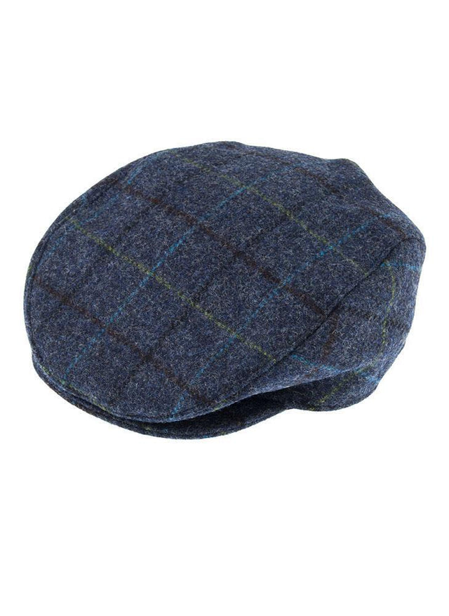 DENTS Abraham Moon Tweed Flat Cap Wool Ivy Hat Driving Cabbie Blue Medium 1-3038