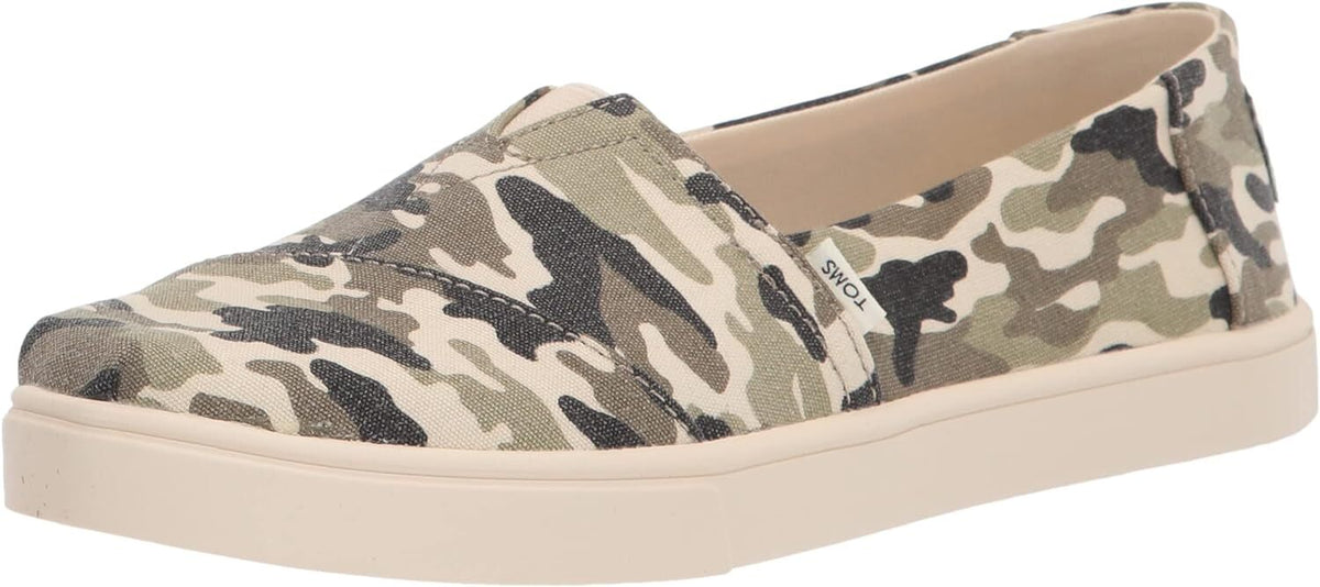 TOMS Womens Casual Canvas Slip On Sneakers Shoes Espadrilles Flats - Army Camo Camouflage - US 9