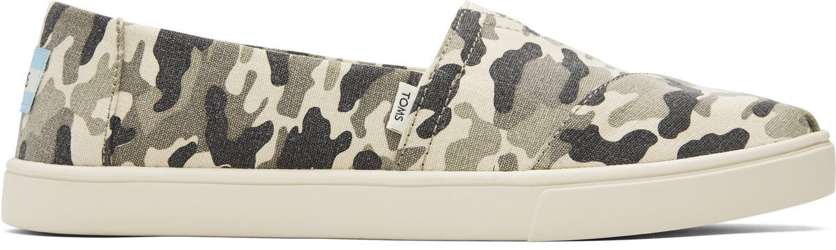 TOMS Womens Casual Canvas Slip On Sneakers Shoes Espadrilles Flats - Army Camo Camouflage - US 9