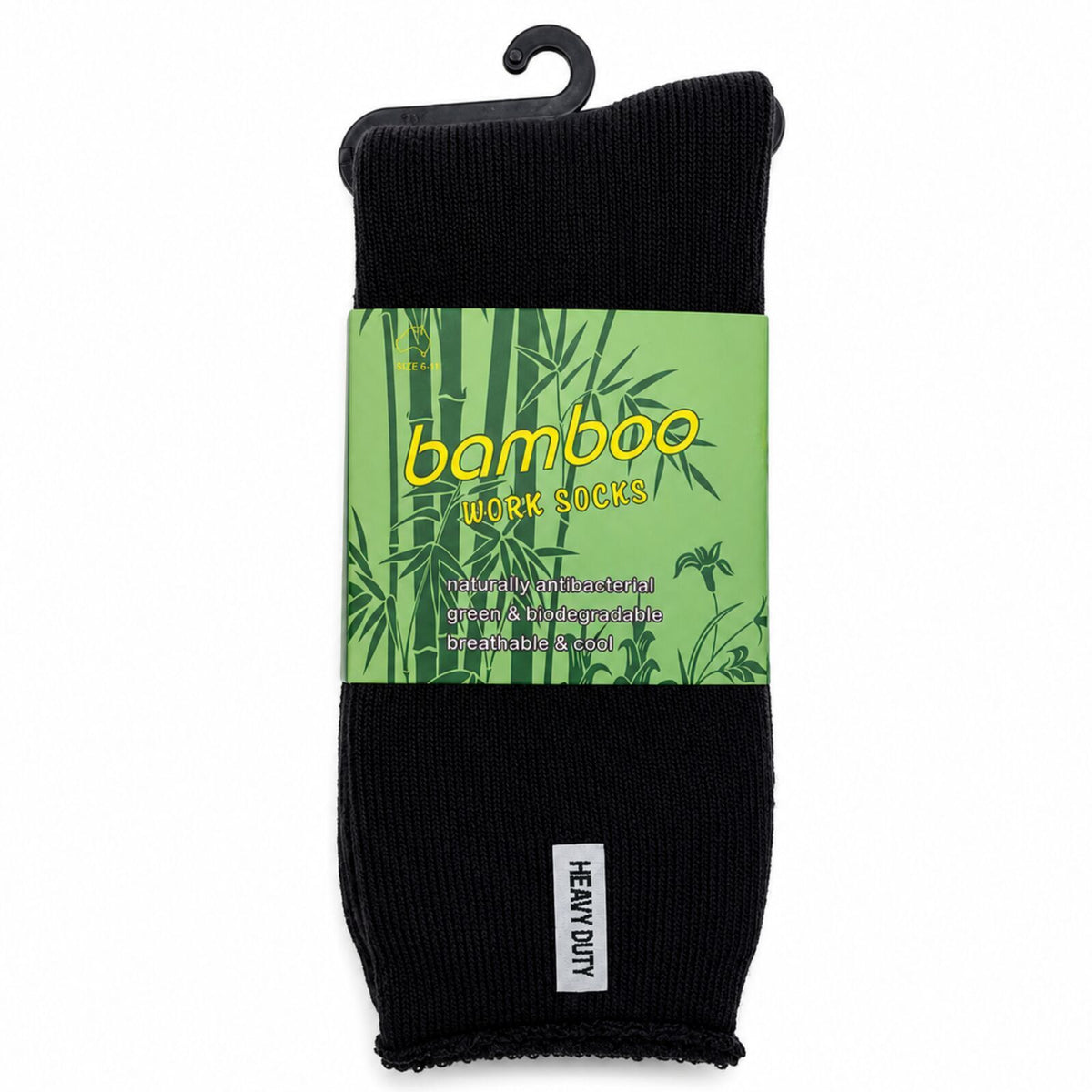 12 Pairs Bamboo Rich Mens Work Socks Thick Cushion Anti Odour - Black - 11-14