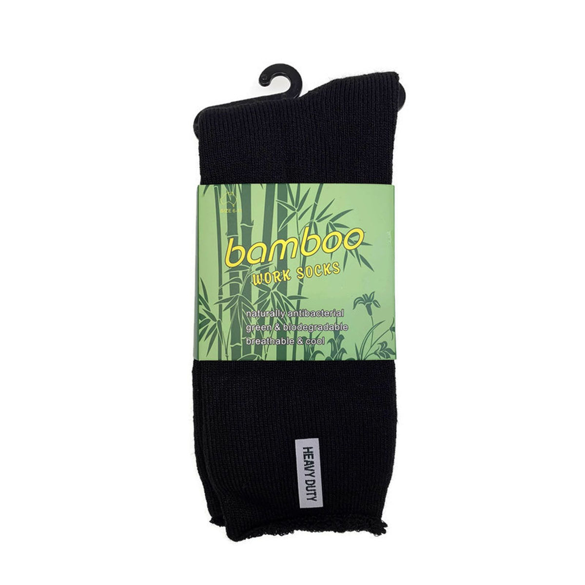 12 Pairs Bamboo Rich Mens Work Socks Thick Cushion Anti Odour - Black - 6-11