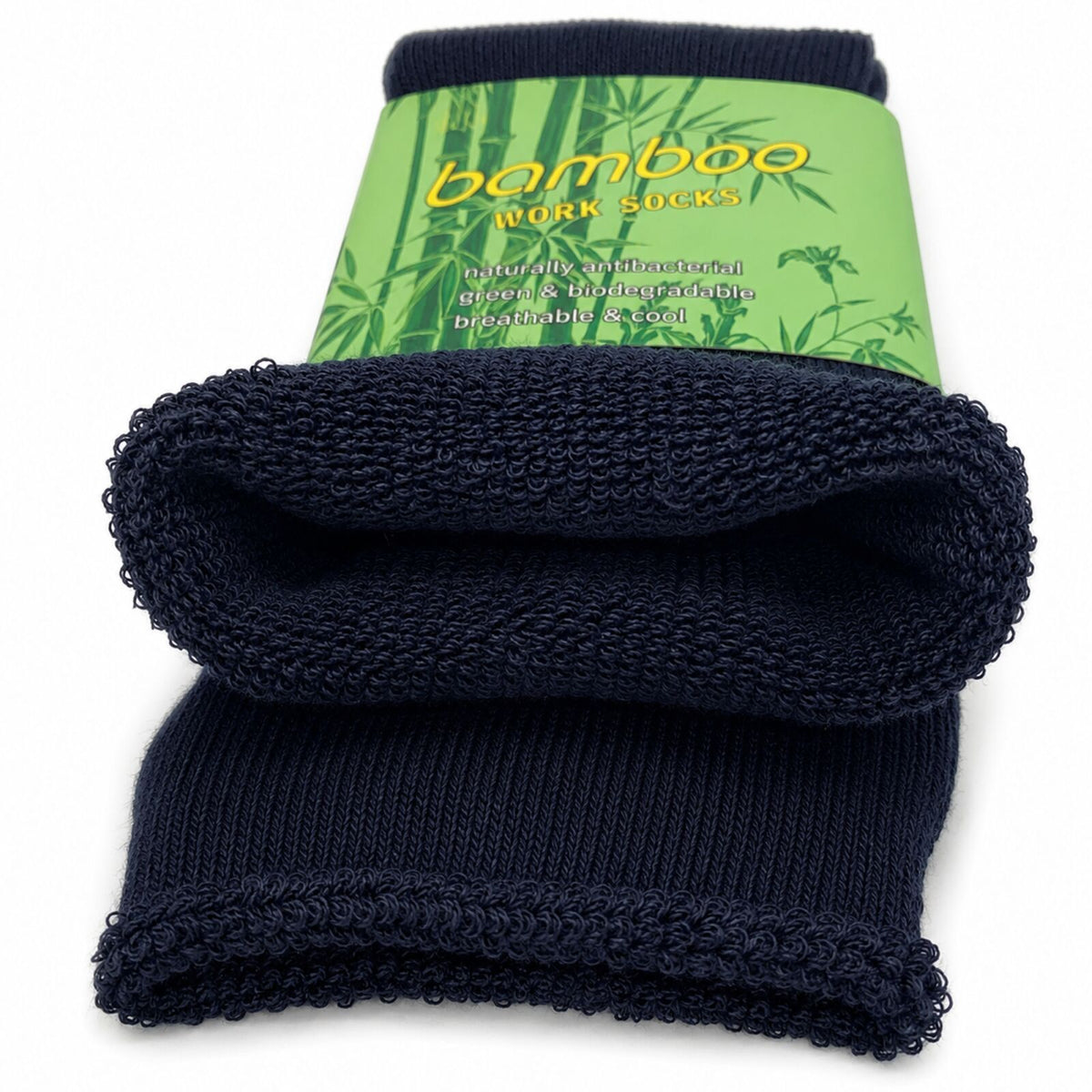 12 Pairs Bamboo Rich Mens Work Socks Thick Cushion Anti Odour - Navy Blue - 11-14