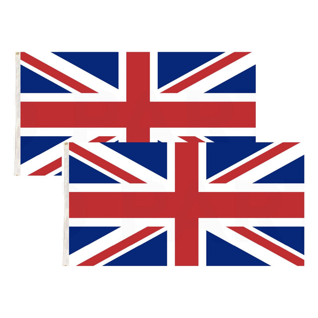 2x United Kingdom Country Flags Union Jack Great Britain UK Duty 150cm x 90cm