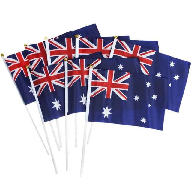 Australian Hand Flags Set of 8 14cm x 21cm Perfect Australia Day Celebrations
