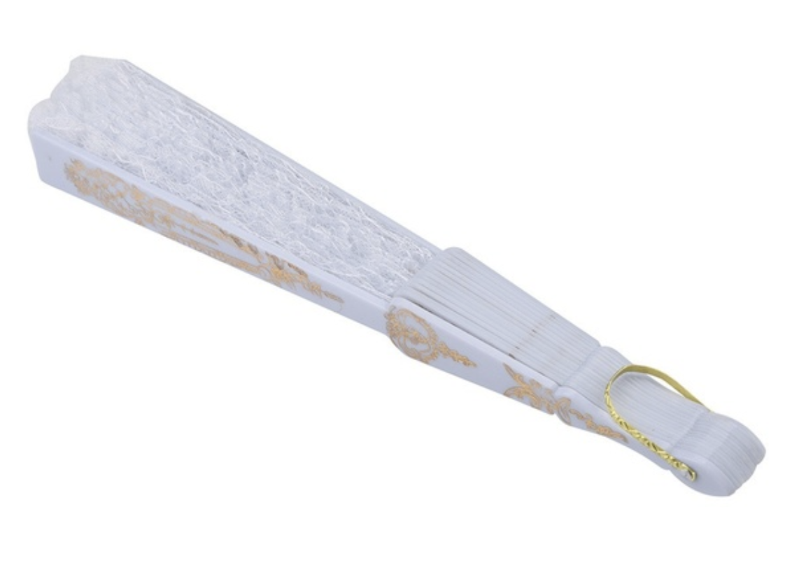Lace Folding Hand Fan Bridal Wedding Party Spanish Costume Accessory - White