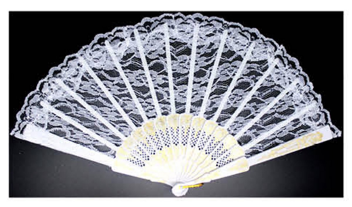 Lace Folding Hand Fan Bridal Wedding Party Spanish Costume Accessory - White