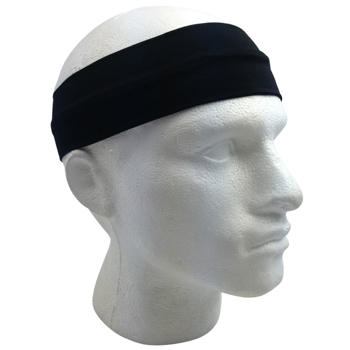 PLAIN HEADBAND Elastic Stretch Sports Yoga Hair Band Unisex 8cm Wide - Black