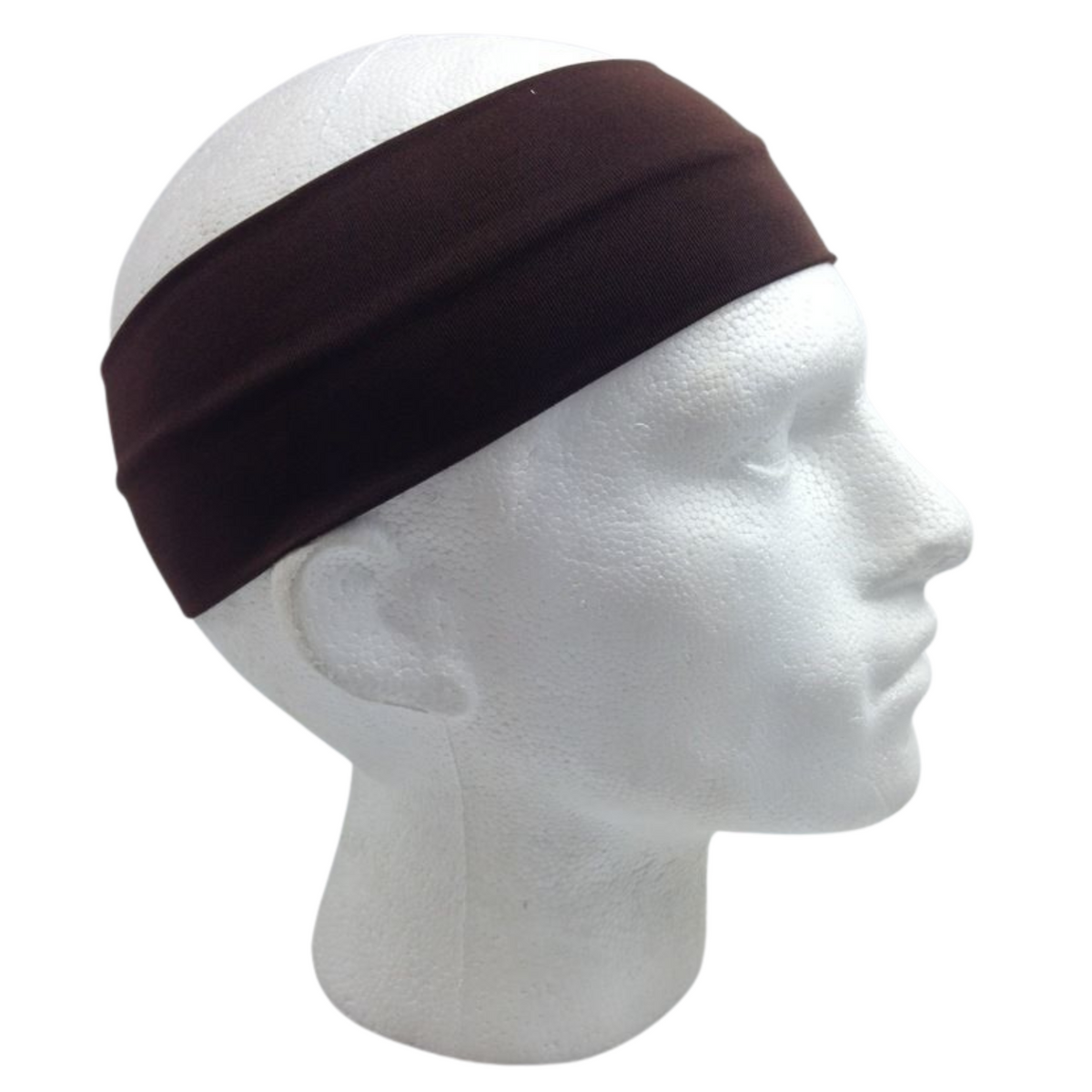 PLAIN HEADBAND Elastic Stretch Sports Yoga Hair Band Unisex 8cm Wide - Brown
