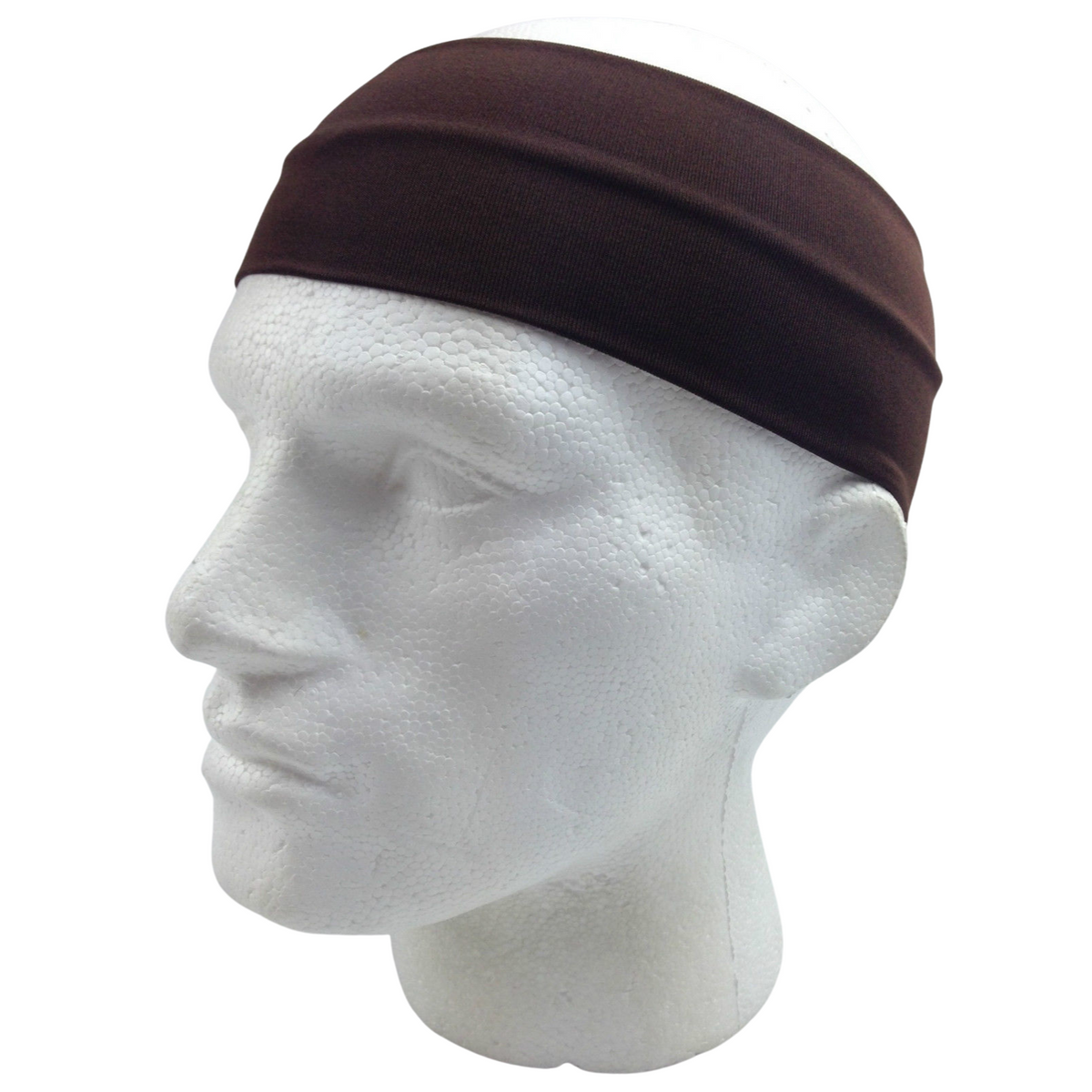 PLAIN HEADBAND Elastic Stretch Sports Yoga Hair Band Unisex 8cm Wide - Brown